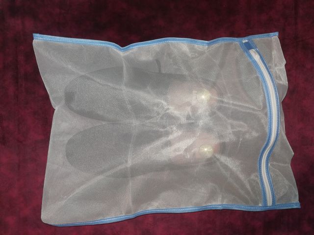 ダイソーランドリーネットを靴収納袋に