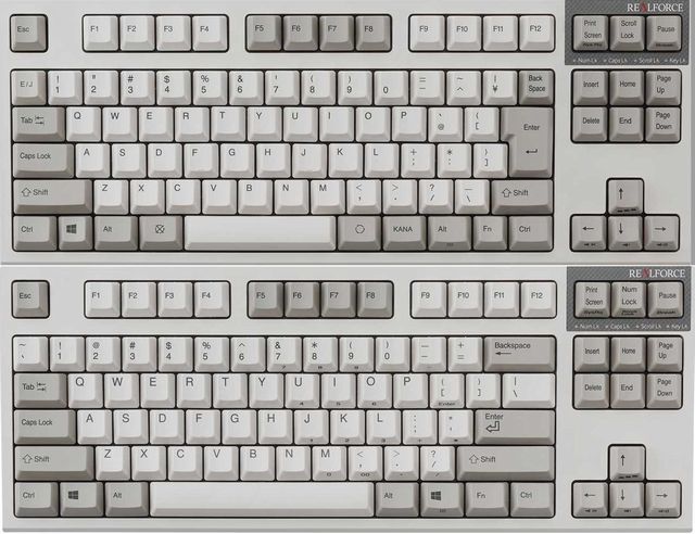 リアルフォース　日本語と英語比較